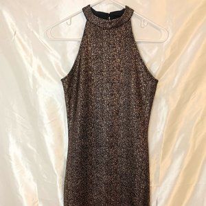 Black and Gold Fitted Halterneck Dress